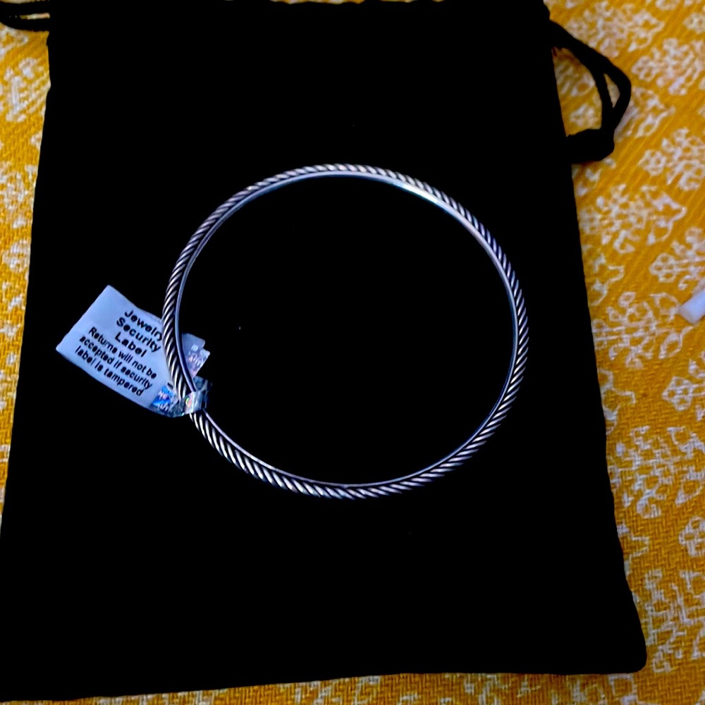 Cable outside bangle, sterling silver 925 designer collection.